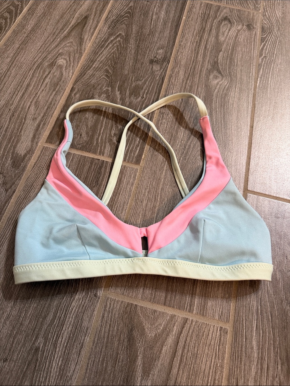 Love Shack Fancy X Hurley Max colorblock bikini top size small pink blue green